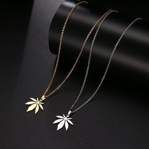 Refine Maple Leaves Delicate Dainty 14K Gold Plated Necklace, EVGG1079